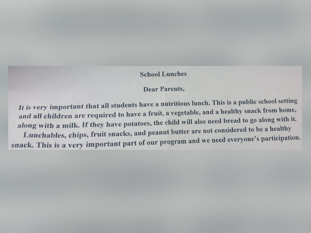 School lunch note sent to a Colorado mom for packing Oreo cookies. (Photo Credit: ABC News)